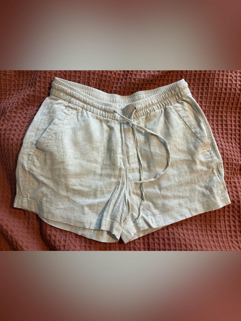 Old Navy Khaki Drawstring Linen-Blend Shorts NWOT